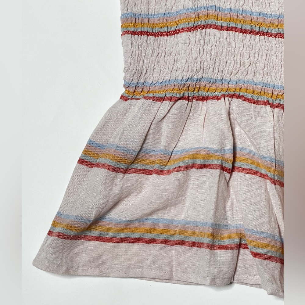 Smocked Crop Top Peplum Cropped Fitted Shirt Pastel Stripes Summer Casual Beach - Picture 6 of 17